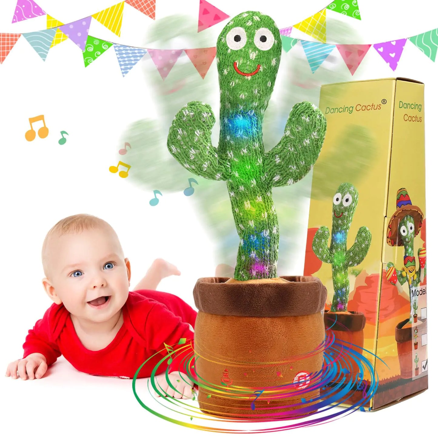 Dancing Cactus Toy Cute Plushies Talking Cactus Baby Toy 0-6 Months Wriggle Singing 120 English Hit Song Sensory Musical Toy for Babies 6-12 1-3 4+ Year Old for Girls Boys