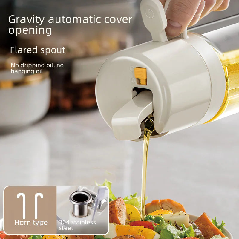 Oil Bottle with Spray and Pour Function