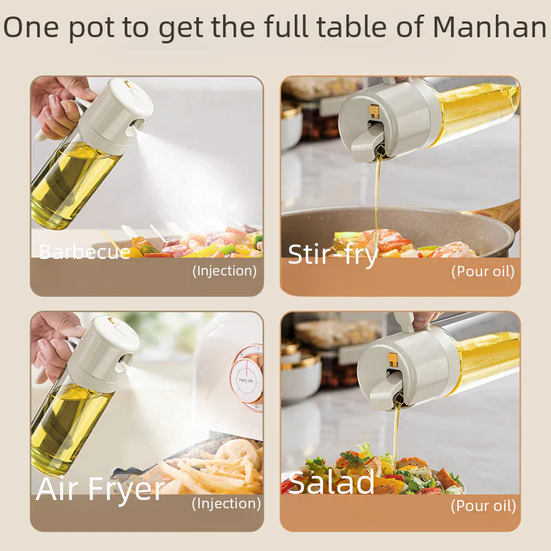 Oil Bottle with Spray and Pour Function