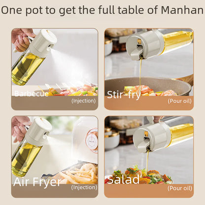 Oil Bottle with Spray and Pour Function